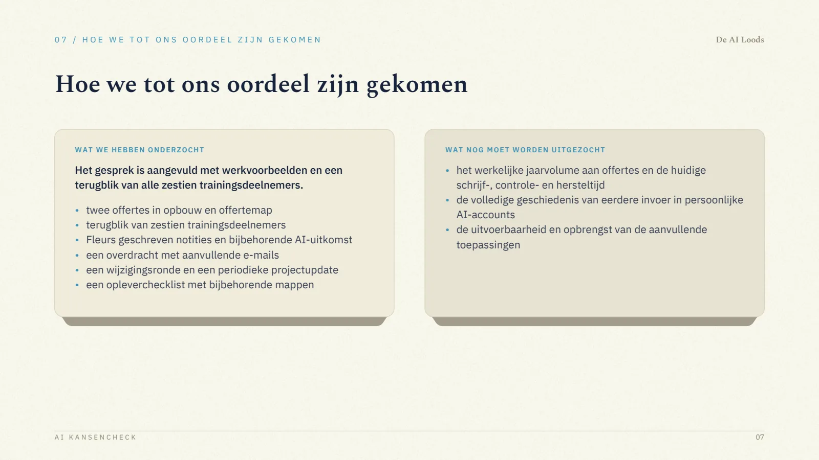 Pagina 8, Hoe we tot ons oordeel zijn gekomen