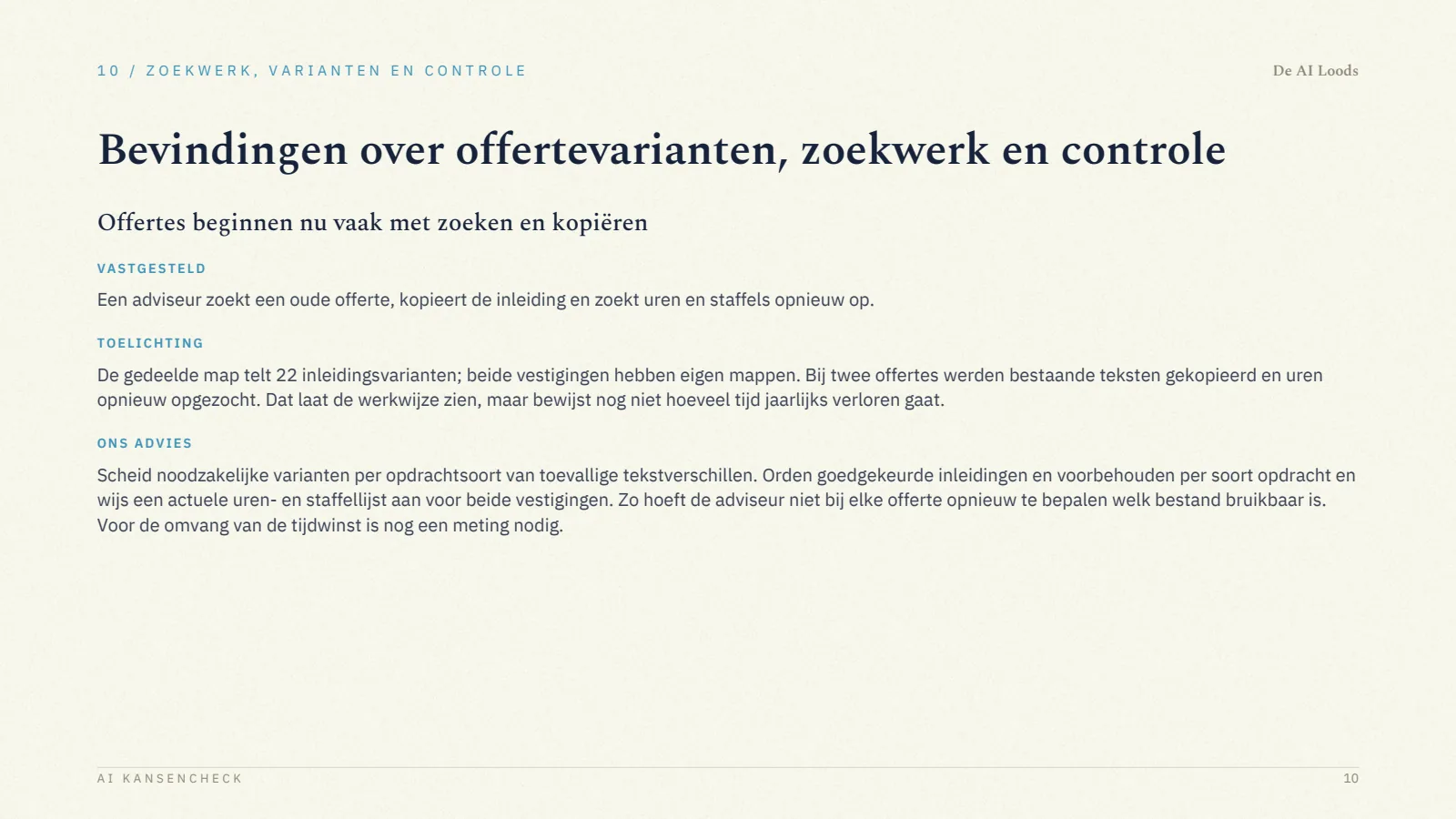 Pagina 11, Zoekwerk, varianten en controle
