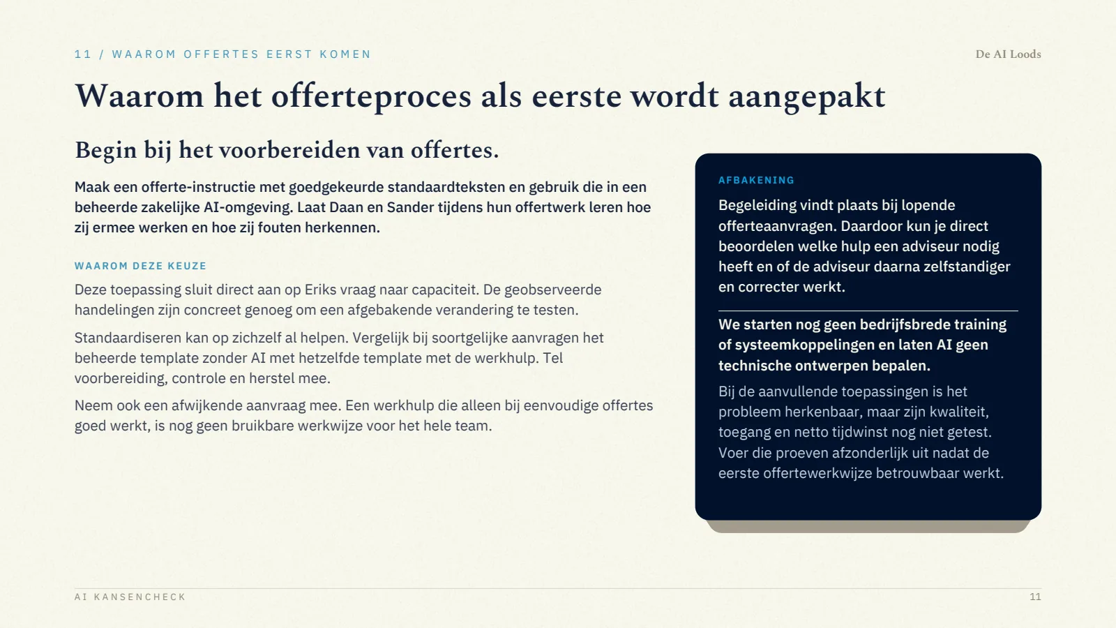 Pagina 12, Waarom offertes eerst komen