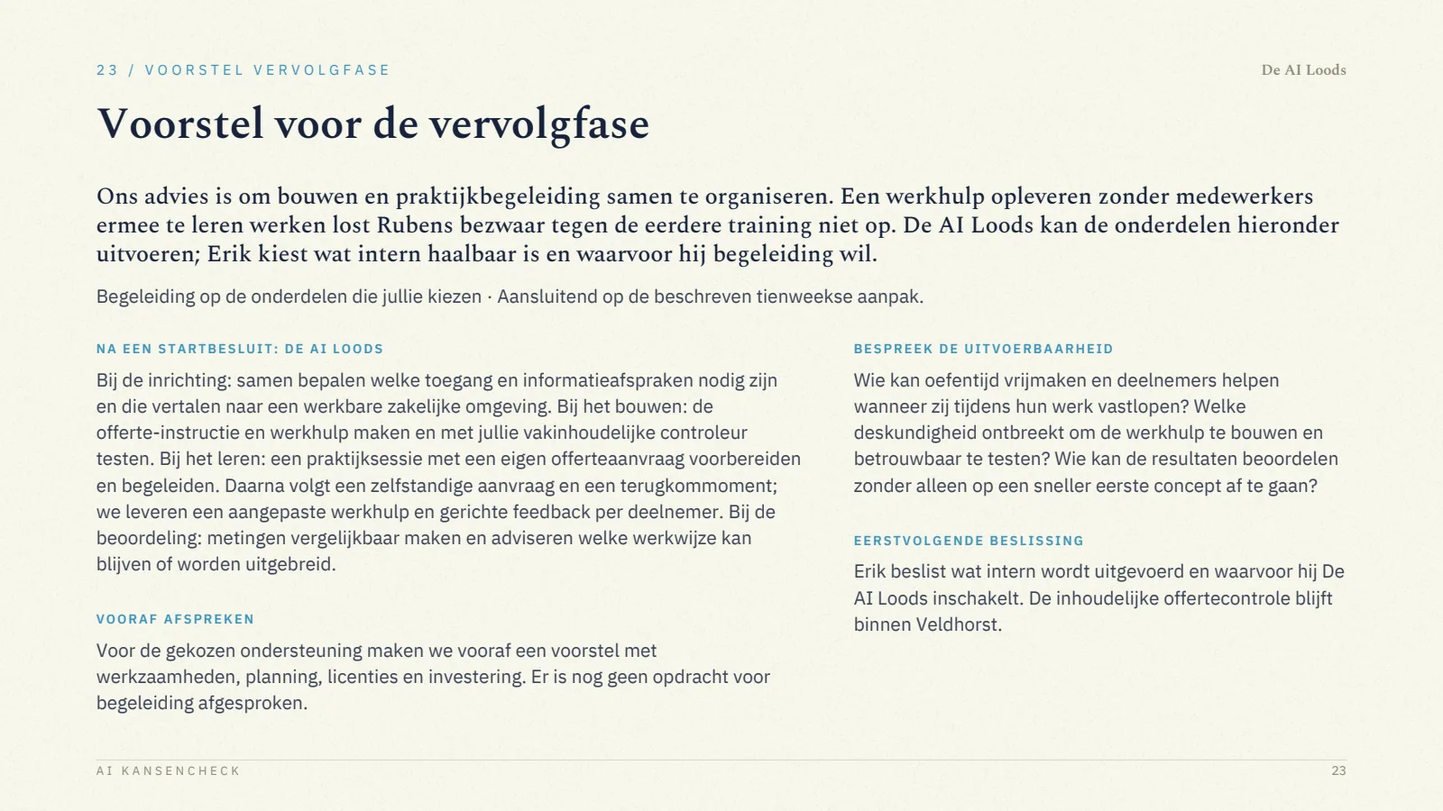 Pagina 24, Voorstel vervolgfase